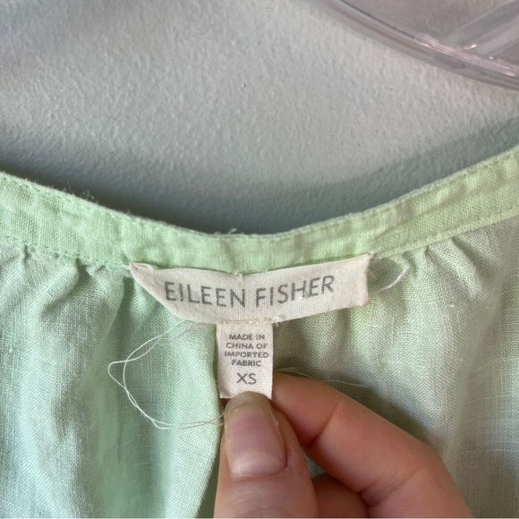 Eileen Fisher Irish Linen Pastel Green Blouse - Picture 6 of 7